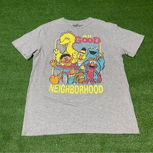 Sesame Street Gray Tee with Multicolor Character Graphic
